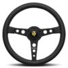 MOMO PROTOTIPO STEERING WHEEL - BLACK LEATHER BLACK SPOKES 350MM