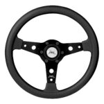 Luisi Falcon Black Steering Wheel 340mm - Black Polyurethane / Black Spokes