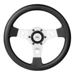 Luisi Falcon Silver Steering Wheel 310mm - Black Polyurethane / Silver Spokes