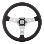 Luisi Falcon Silver Steering Wheel 340mm - Black Polyurethane / Silver Spokes