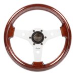 Luisi Imola Steering Wheel 310mm - Mahogany Wood / Silver Spokes