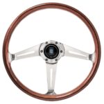 NARDI ND Classic Steering Wheel 367mm - Mahogany Wood / Polished Spokes