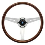 NARDI ND Classic Steering Wheel 360mm - Mahogany Wood / Satin Spokes