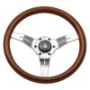 NARDI ND Deep Corn Steering Wheel 330mm - Mahogany Wood / Polished Spokes