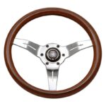 NARDI ND Deep Corn Steering Wheel 330mm - Mahogany Wood / Polished Spokes