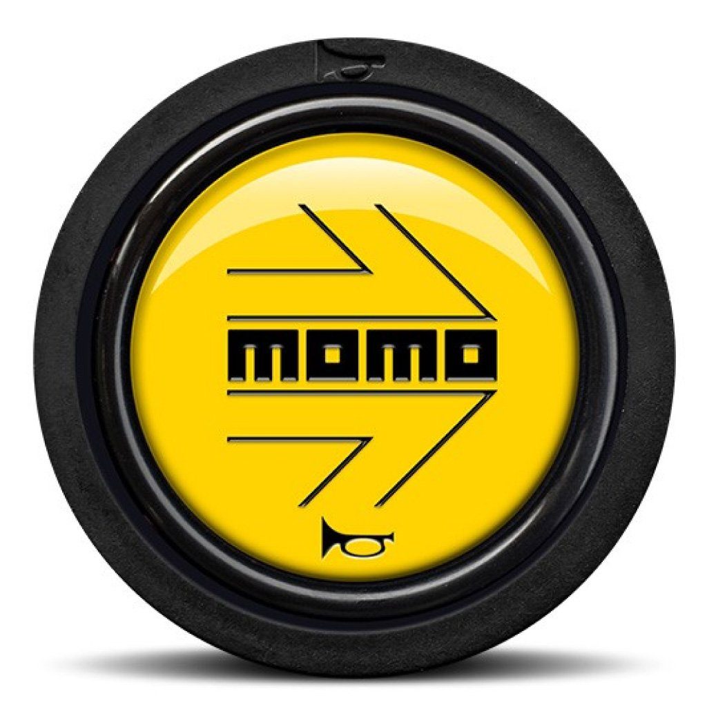 Genuine Momo Silver Arrow Yellow Logo steering wheel horn push button