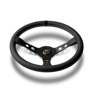 MOMO MOD. 07 ANNIVERSARIO STEERING WHEEL - BLACK LEATHER BLACK SPOKES 350MM