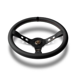 MOMO MOD. 07 ANNIVERSARIO STEERING WHEEL - BLACK LEATHER BLACK SPOKES 350MM