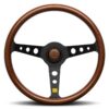 mod07-heritage-wood MOMO Heritage Steering Wheel Horn Push Button - Embossed Cigar Leather / Round Lip