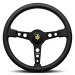 MOMO PROTOTIPO STEERING WHEEL - BLACK LEATHER BLACK SPOKES 370MM
