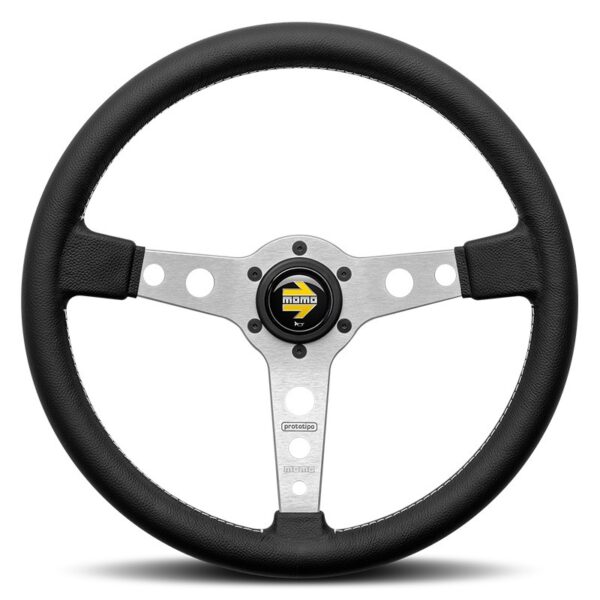 Zoom MOMO Prototipo Steering Wheel - Black Leather Black Spokes 370mm MOMO Prototipo Steering Wheel - Black Leather Black Spokes 370mm MOMO Prototipo Steering Wheel - Black Leather Black Spokes 370mm MOMO Prototipo Steering Wheel - Black Leather Black Spokes 370mm MOMO PROTOTIPO STEERING WHEEL - BLACK LEATHER SILVER SPOKES 370MM