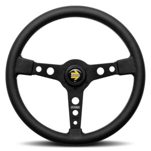 MOMO PROTOTIPO STEERING WHEEL - BLACK LEATHER BLACK SPOKES 370MM