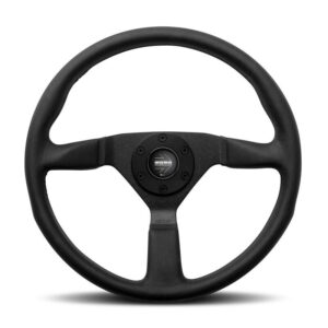 MOMO MONTECARLO STEERING WHEEL - BLACK LEATHER BLACK SPOKES 380MM