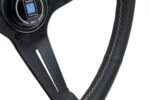 NARDI ND Deep Corn Steering Wheel 350mm - Black Airleather Black Spokes Italian-Cross Stitching