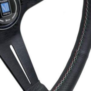 NARDI ND Deep Corn Steering Wheel 350mm - Black Airleather Black Spokes Italian-Cross Stitching