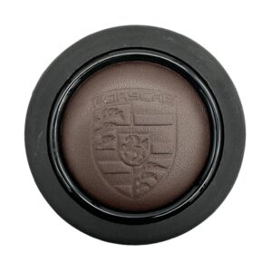 Porsche Leather Steering Wheel Horn Push Button 58mm - Brown Leather Round Lip