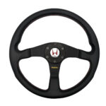 HONDA NSX-R Steering Wheel 350mm - Black Leather / Black Spokes / Red Stitching / with Hub Kit