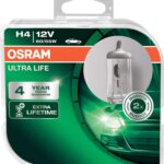 H4 12V 60/55W P43t ULTRA LIFE 4 year guarantee 2 pieces OSRAM