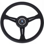 NARDI ND Classic Steering Wheel 360mm - Black Leather / Black Anodized Spokes / Black Stitching / Black Leather Pad / KBA/ABE Nr. 70122