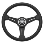 NARDI ND Classic Steering Wheel 330mm - Black Leather / Black Anodized Spokes / Grey Stitching