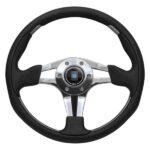 NARDI ND 4 Metal Steering Wheel 350mm - Black Leather / Black Perforated Leather / ABS Inserts / Glossy Spokes