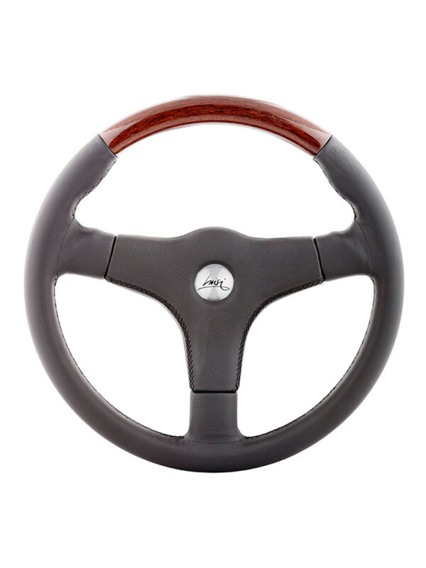 Luisi Giba 3 Anatomico Steering Wheel 355mm - Black Leather / Wood Insert / Black Spokes