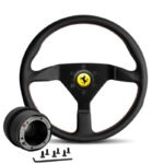 MOMO Montecarlo 350mm Steering Wheel Kit - Black Leather / Red Stitching - Ferrari F355
