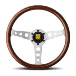 MOMO Heritage Indy Steering Wheel 350mm - Mahogany Wood / Silver Spokes