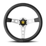 MOMO Prototipo Steering Wheel 350mm - Black Distressed Leather Silver Spokes
