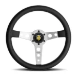 MOMO Prototipo Steering Wheel 350mm - Black Leather Silver Spokes