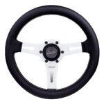 Luisi Sharav Steering Wheel 315mm - Black Leather / Silver Spokes