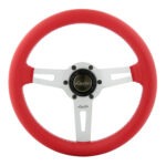 Luisi Sharav Steering Wheel 315mm - Red Leather / Silver Spokes