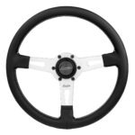 Luisi Sharav Steering Wheel 340mm - Black Leather / Silver Spokes