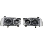 Hella Style Head Lights - for Volkswagen VW Golf 93-99 MK3 / Jetta / Rabbit MK3 - Black Smoke