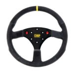 OMP 320 ALU SP Steering Wheel 320mm - Black Suede / Black Spokes / 2 Side Horn Buttons
