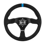 Sparco R-383 Logo 330mm Steering Wheel - Black Suede / Black Spokes / Blue Marking