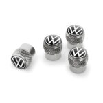 Volkswagen Valve Caps 4-piece Set - Silver Aluminium / Genuine Volkswagen