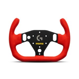 SIM-GT-Racer-290-red-microfiber-front_result MOMO × Logitech SIM GT-RACER 290 - Red Suede / Black Spokes