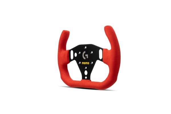 SIM-GT-Racer-290-red-microfiber-turned-left_result MOMO × Logitech SIM GT-RACER 290 - Red Suede / Black Spokes