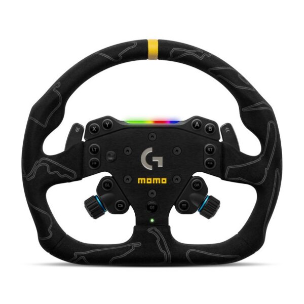 Momo-Sim-GT-Pro-320-Tracks-x-Logitech-G-Steering-Wheel-04-800x800 MOMO × Logitech SIM GT-PRO 320 TRACKS - Black Suede / Black Spokes