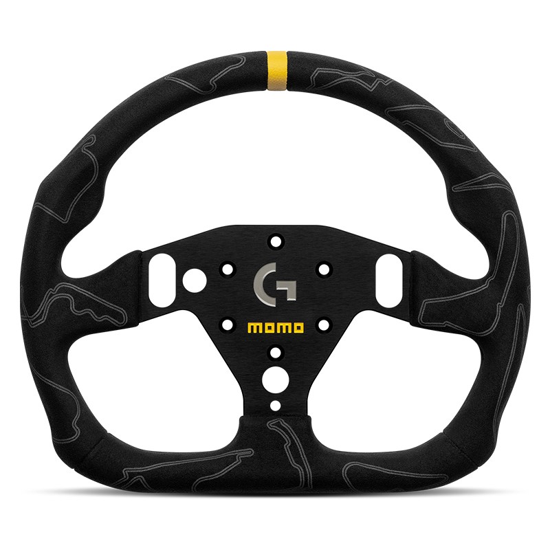 volant-de-jeu-sim-gt-pro-320-tracks MOMO × Logitech SIM GT-PRO 320 TRACKS - Black Suede / Black Spokes