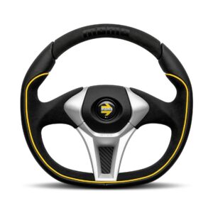 GT50-2.0_01 MOMO GT50 2.0 Steering Wheel 350mm - Black Alcantara / Black Leather / Black Spokes