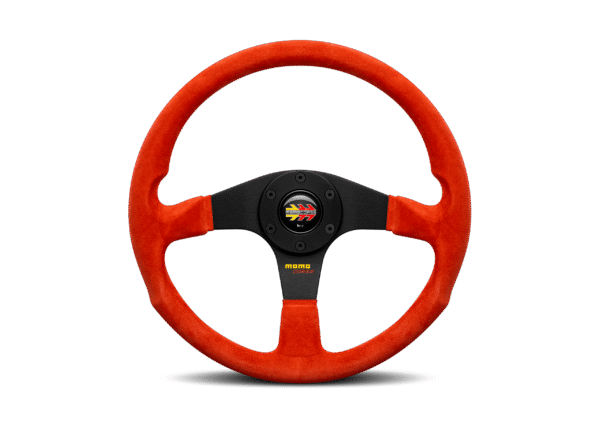 Momo-Corse-2.0-suede-02 MOMO Corse 2.0 Steering Wheel 350mm - Red Suede Leather / Black Spokes