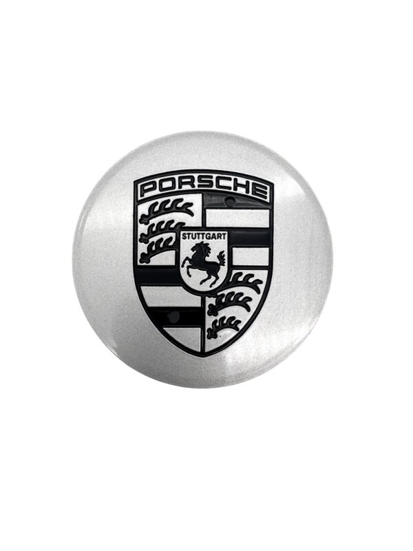 9933613030061M 1x Porsche Wheel Cap For 911 (993) - 4 pcs set - Silver Base / Black Crest