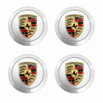 Porsche Wheel Cap For 911 (993) - 4 pcs set - Silver Base / Colored Crest