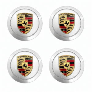Porsche Wheel Cap For 911 (993) - 4 pcs set - Silver Base / Colored Crest