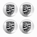 Porsche Wheel Cap For 911 (993) - 4 pcs set - Silver Base / Black Crest