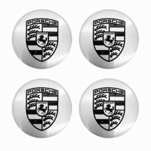 Porsche Wheel Cap For 911 (993) - 4 pcs set - Silver Base / Black Crest
