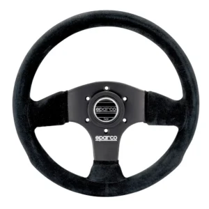 015P300SN_01 Sparco P-300 Logo 300mm Steering Wheel - Black Suede / Black Spokes