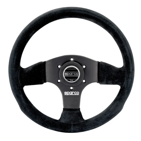 015P300SN_01 Sparco P-300 Logo 300mm Steering Wheel - Black Suede / Black Spokes